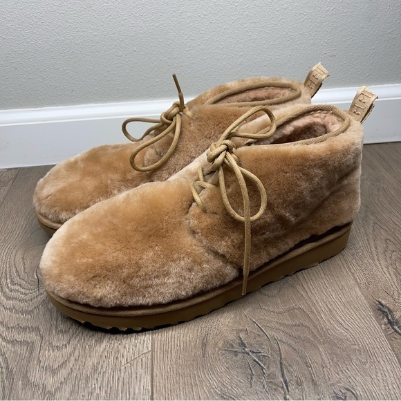 UGG Neumel Cozy Shearling Sheepskin Upper Boots Lace Up Camel Tan Size 11 Men’s main image 12